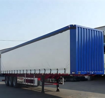 60 Tonnen schwerer Semi-Anhänger für Lastwagen 3 Achsen Aluminiumboden PVC Seitenvorhang