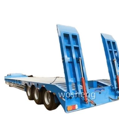 Wosheng 3 Achsen 13 Tonnen Hydraulischer Halbanhänger mit niedrigem Lager für den Transport schwerer Geräte
