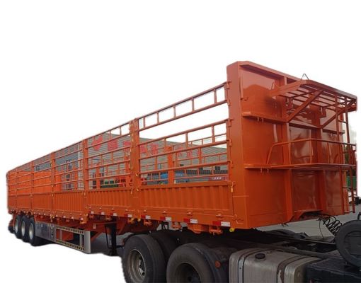Wosheng 40-100 Tonnen Gebrauchsmittel Seitenwand Offene Viehzucht Gemüse Zaun Lkw Anhänger mit Zugstange