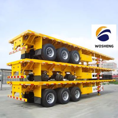 40-80 Tonnen Flachbett-Schienenanhänger 3 4 Achsen 12R22.5 Reifen Stahlmaterial
