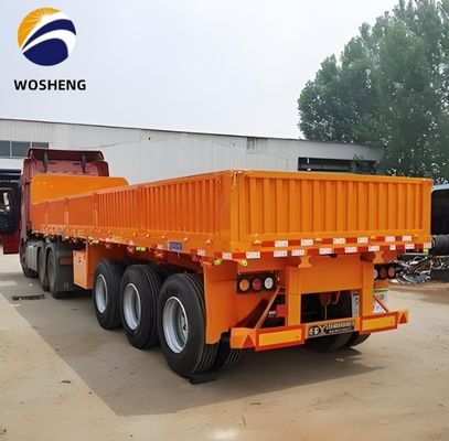 Qingdao Wosheng 3-Achsen-Lkw-Anhänger mit 50 Tonnen Nutzlast und Seitenwand aus Stahl