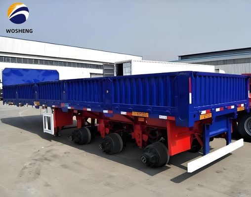 Qingdao Wosheng 3-Achsen-Lkw-Anhänger mit 50 Tonnen Nutzlast und Seitenwand aus Stahl