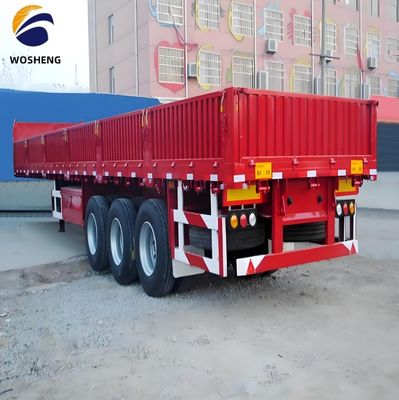 Qingdao Wosheng 3-Achsen-Lkw-Anhänger mit 50 Tonnen Nutzlast und Seitenwand aus Stahl