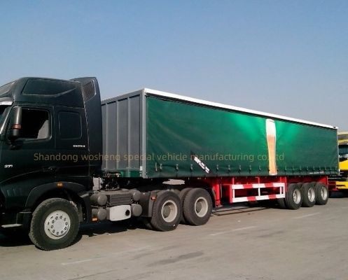 Wosheng 3 Achsen 40ft 45ft PVC Plane Vorhang Sider Semi-Trailer mit Luftfederung