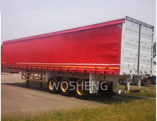 Lastwagen 40-50 Tonnen 3 Achsen 40ft 45ft Roter Vorhang Seitenrutscher Semi-Anhänger mit PVC-Platte