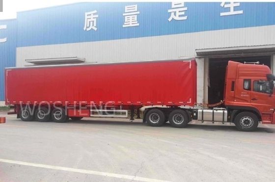 Lastwagen 40-50 Tonnen 3 Achsen 40ft 45ft Roter Vorhang Seitenrutscher Semi-Anhänger mit PVC-Platte