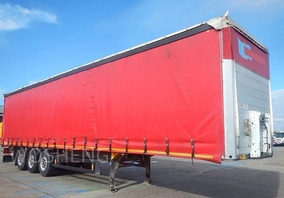 Lastwagen 40-50 Tonnen 3 Achsen 40ft 45ft Roter Vorhang Seitenrutscher Semi-Anhänger mit PVC-Platte