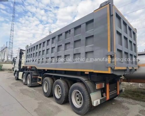 Anpassbarer 3-Achsen-Hydraulischer Rücken-Dump-Semi-Anhänger für den Transport von Sandstein-Korn