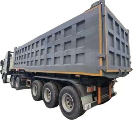 Lkw-Anhänger Wosheng 3 Achsen Hydraulischer Rücken-Dump Tipper Halb-Lkw-Tippen-Anhänger