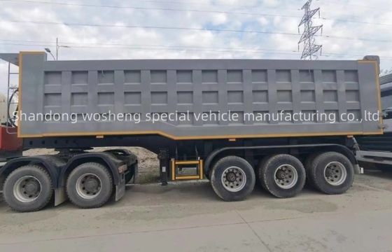 Lkw-Anhänger Wosheng 3 Achsen Hydraulischer Rücken-Dump Tipper Halb-Lkw-Tippen-Anhänger