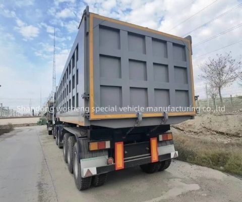 Lkw-Anhänger Wosheng 3 Achsen Hydraulischer Rücken-Dump Tipper Halb-Lkw-Tippen-Anhänger