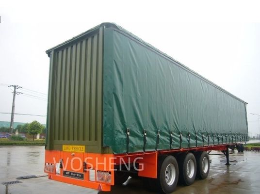 Semi-Trailer Wosheng Dauerhafte 3 Achsen Grün 40ft 45ft PVC Vorhang Sider Truck Lieferung