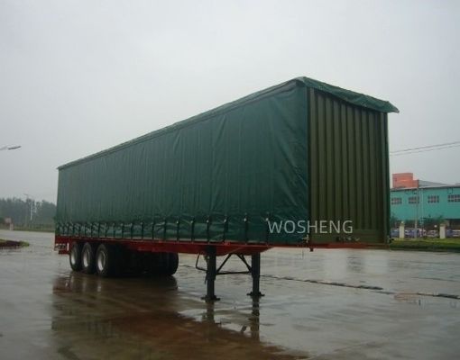 Semi-Trailer Wosheng Dauerhafte 3 Achsen Grün 40ft 45ft PVC Vorhang Sider Truck Lieferung