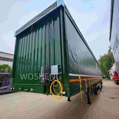 Semi-Trailer Wosheng Dauerhafte 3 Achsen Grün 40ft 45ft PVC Vorhang Sider Truck Lieferung