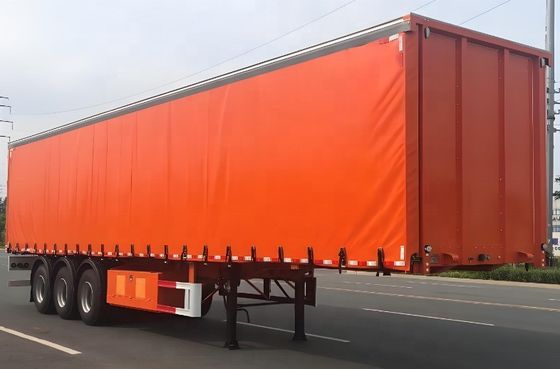 60 Tonnen schwerer Semi-Anhänger für Lastwagen 3 Achsen Aluminiumboden PVC Seitenvorhang