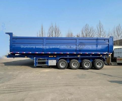 3/4 Achsen Wosheng Hydraulischer Rücken Dump Semi-Anhänger Tipper Truck Anhänger mit Best