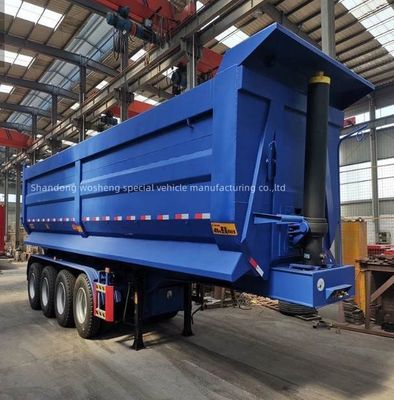 Wosheng 3/4/5 Achsen Blau Hydraulischer Hinterdump Semi-Anhänger End Tipper für den Transport