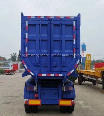 Wosheng 3/4/5 Achsen Blau Hydraulischer Hinterdump Semi-Anhänger End Tipper für den Transport