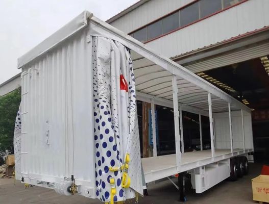 Dreiachssige 40ft 45ft Vorhangseite Tarpaulin Stoff Halbanhänger für Getränke und Gemüse