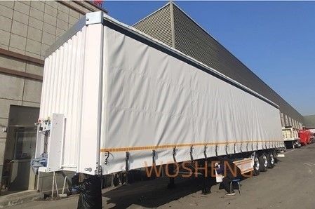Dreiachssige 40ft 45ft Vorhangseite Tarpaulin Stoff Halbanhänger für Getränke und Gemüse