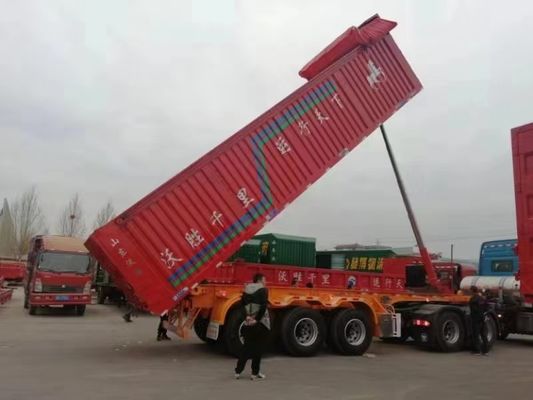 4 Achsen Hydraulischer Rücken-Dumpper-Truck Halbanhänger für den Transport schwerer Steine