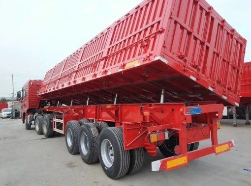 Wosheng Tri-Axle Hydraulischer Aufzug Seitenkippler Seitendump Semi-Anhänger Seitenkipp-Anhänger