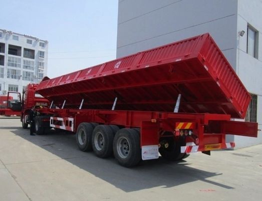 Wosheng Tri-Axle Side Dump Trailer mit hydraulischem Aufzug und Abmessungen 13000*2550*2900mm
