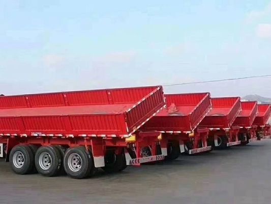 Wosheng Tri-Axle Side Dump Trailer mit hydraulischem Aufzug und Abmessungen 13000*2550*2900mm