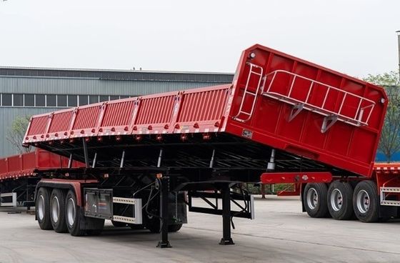 Direkt verkaufen Tri-Achs Hydraulic Lift Side Tipper Side Dump Semi Trailer mit Design