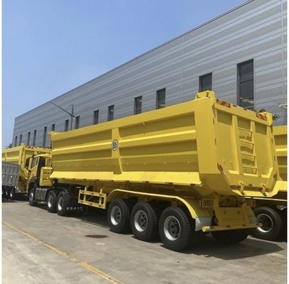 Q345B / T700 Stahl-Hauptstrahl-Hydraulischer Rücken-Dump-Halbanhänger für den Transport von Sandstein