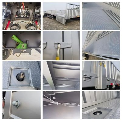 3/4 Achse Seitenabfahrer Halbanhänger Palettenkarton Flachbettanhänger mit 12.00R22.5 Reifen