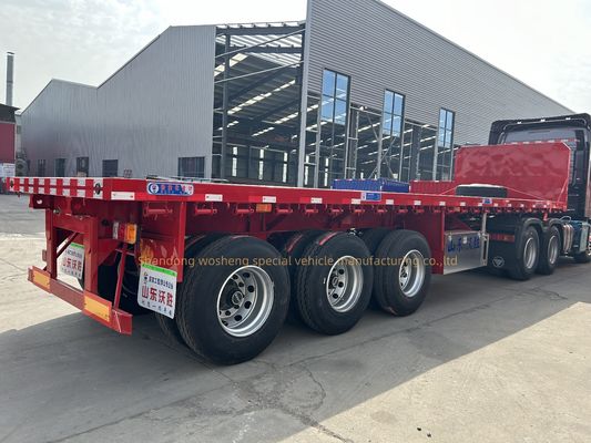Dauerhafter Q345B Stahl-Hauptstrahl-Flachbett-Semi-Anhänger für den Containertransport von 20 ft 40 ft