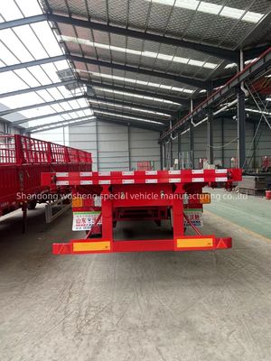 Dauerhafter Q345B Stahl-Hauptstrahl-Flachbett-Semi-Anhänger für den Containertransport von 20 ft 40 ft
