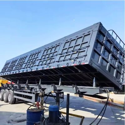 Transport von Sand mit Seitenkipp-Dump-Truck-Design auf schwerem 3-Achse 60-Tonnen-Stahl-Semi-Anhänger