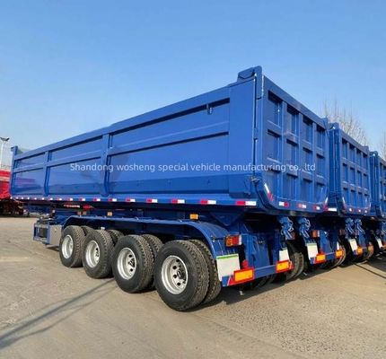 Schwerlast 3/4/5 Achsen Edelstahl Hydraulischer Rücken Dump Halbanhänger Ende Tipper