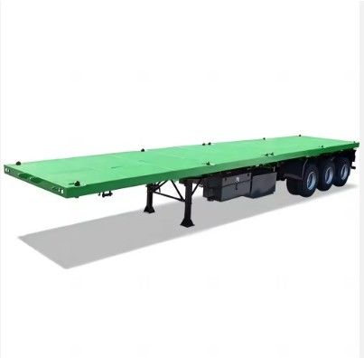 Reifen Spezifikationen Dreieck 3-Achse 50 Tonnen Flachbett Größe 12,4m Container Flachbett Semi-Anhänger