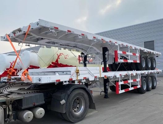 Flexibler 13 Tonnen*3 Achsen flacher Sattelanhänger mit 12 Drehverschlüssen für den Containertransport