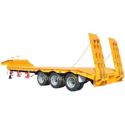 Wosheng 3 Achsen 12 Räder Gelb Niedrigbett Niedrigbett Container Fahrgestell Ladegerät Halbanhänger