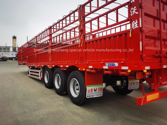 Mechanische Aufhängung Wosheng 3 Achs Zaun Stahlpfahl Halbanhänger Seitenwand Zaun Lkw Anhänger