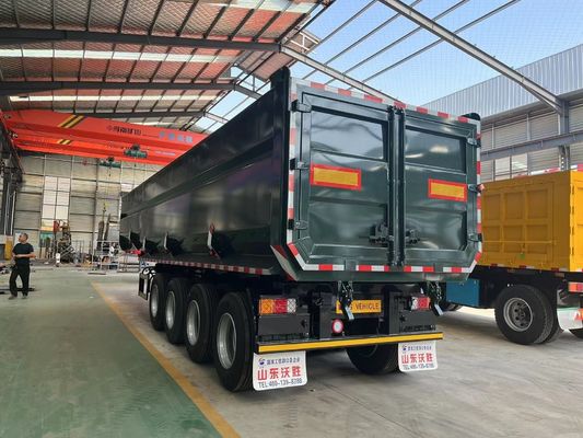Nachfrage des Kunden 4 Achsen U-Typ End-Tipper Semi-Anhänger mit hydraulischem Rücken-Dump