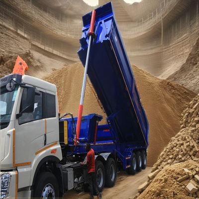 28 t schweres Landegerät Hydraulischer Rücken-Dump-Semi-Anhänger für den Transport von großen Steinen