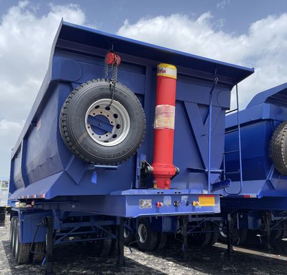 3 Achsen 4 Achsen Hydraulischer U-förmiger Hinterbehälter mit Halbanhänger mit doppelter Linienbremsanlage