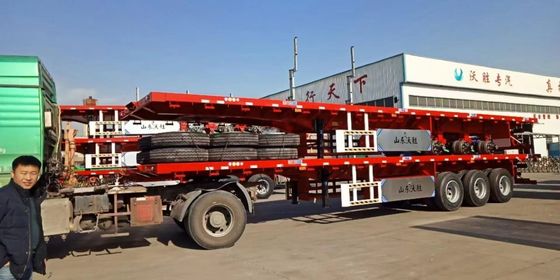3 Achsen flacher Semi-Anhänger für den Transport von 20ft 40ft Container und schwerer Ladung