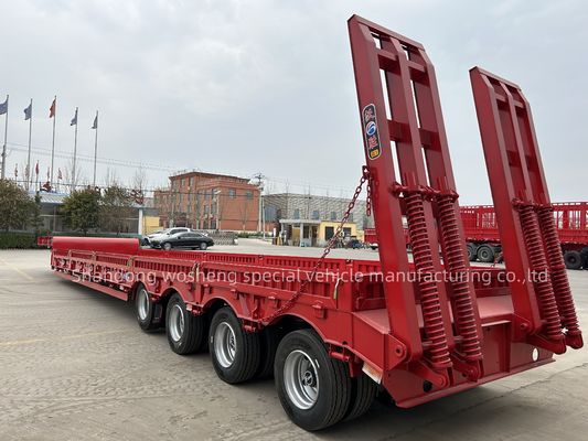 Wosheng 4 Achse Niedrigbett-Semi-Anhänger Niedrigbett-Niedrigjungen-Lkw-Anhänger mit Luftunterhängung