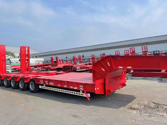 Wosheng 4 Achse Niedrigbett-Semi-Anhänger Niedrigbett-Niedrigjungen-Lkw-Anhänger mit Luftunterhängung