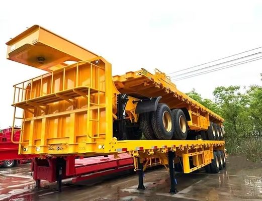200 Tonnen maximale Nutzlast Wosheng Doppelverbindung Flatbed Semi-Trailer für Containertransport