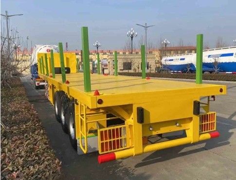 Großkapazität 3/4 Achse Vorderachse Seitenkolonne Flachbettbehälter Lkw Halbanhänger