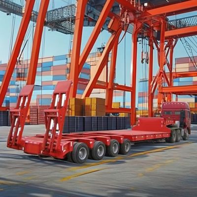 Nach Maßgabe der Kundenanforderung Halbanhänger Rot-Lowbed-Anhänger 3 Achsen-Lowbed-Lader 60 Tonnen Lowboy