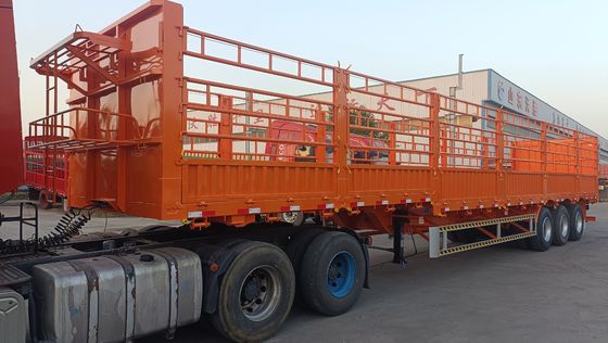 Wosheng 40-100 Tonnen Gebrauchsmittel Seitenwand Offene Viehzucht Gemüse Zaun Lkw Anhänger mit Zugstange
