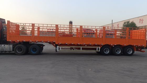 Wosheng 40-100 Tonnen Gebrauchsmittel Seitenwand Offene Viehzucht Gemüse Zaun Lkw Anhänger mit Zugstange